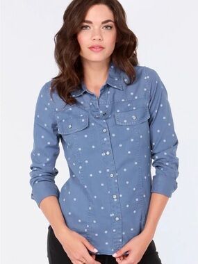 Roxy Blue Polka Dot Button-Down Shirt